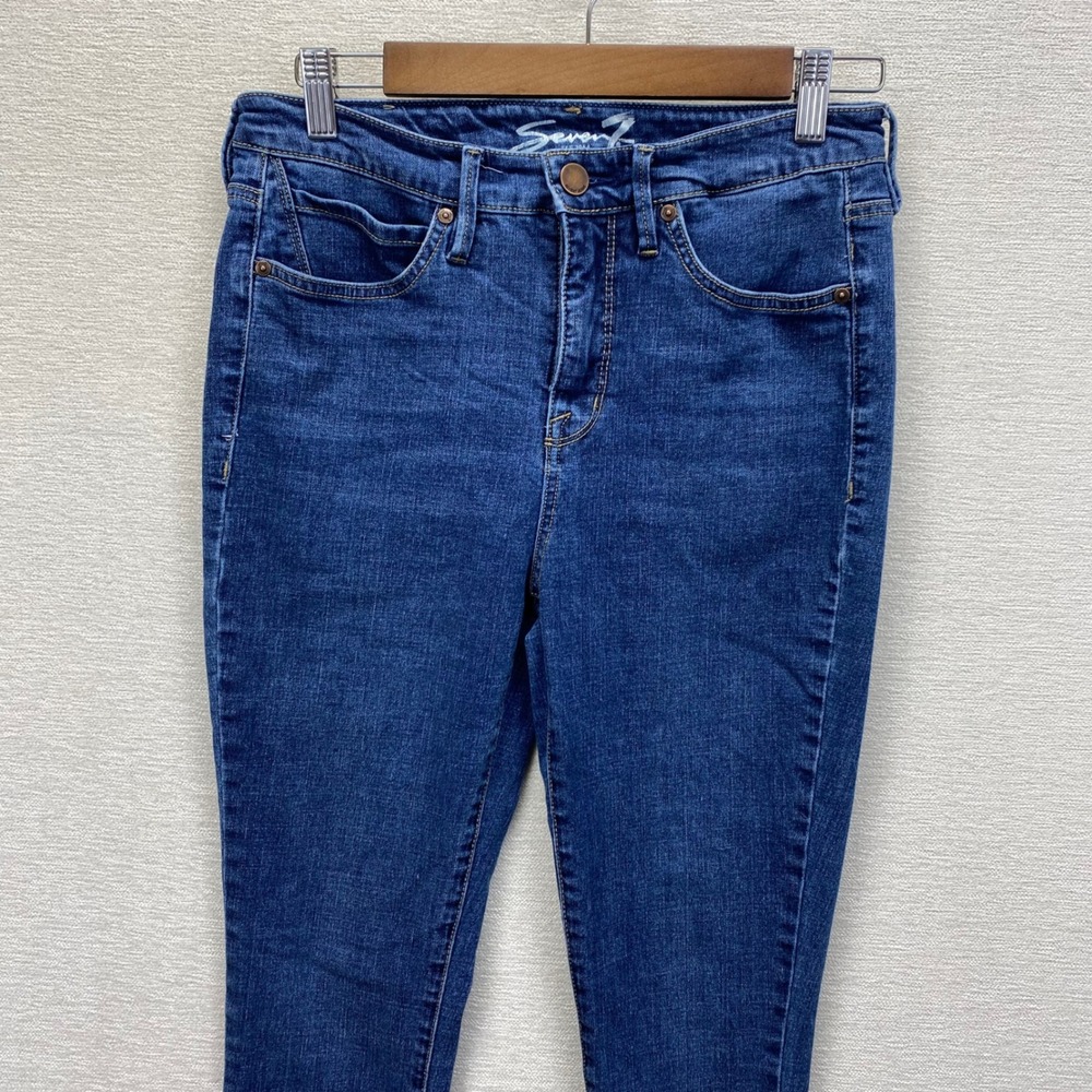 Seven7 Womens Skinny Jeans Medium Wash High Rise Blue Denim Pants Size 4 (29x27) - Picture 2 of 12